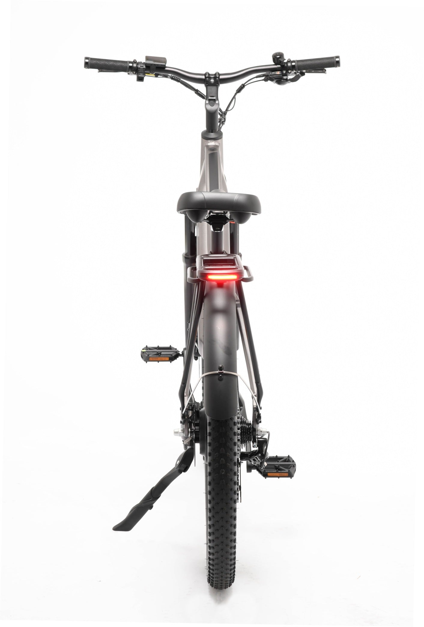 Bicycle with a red light on a white background