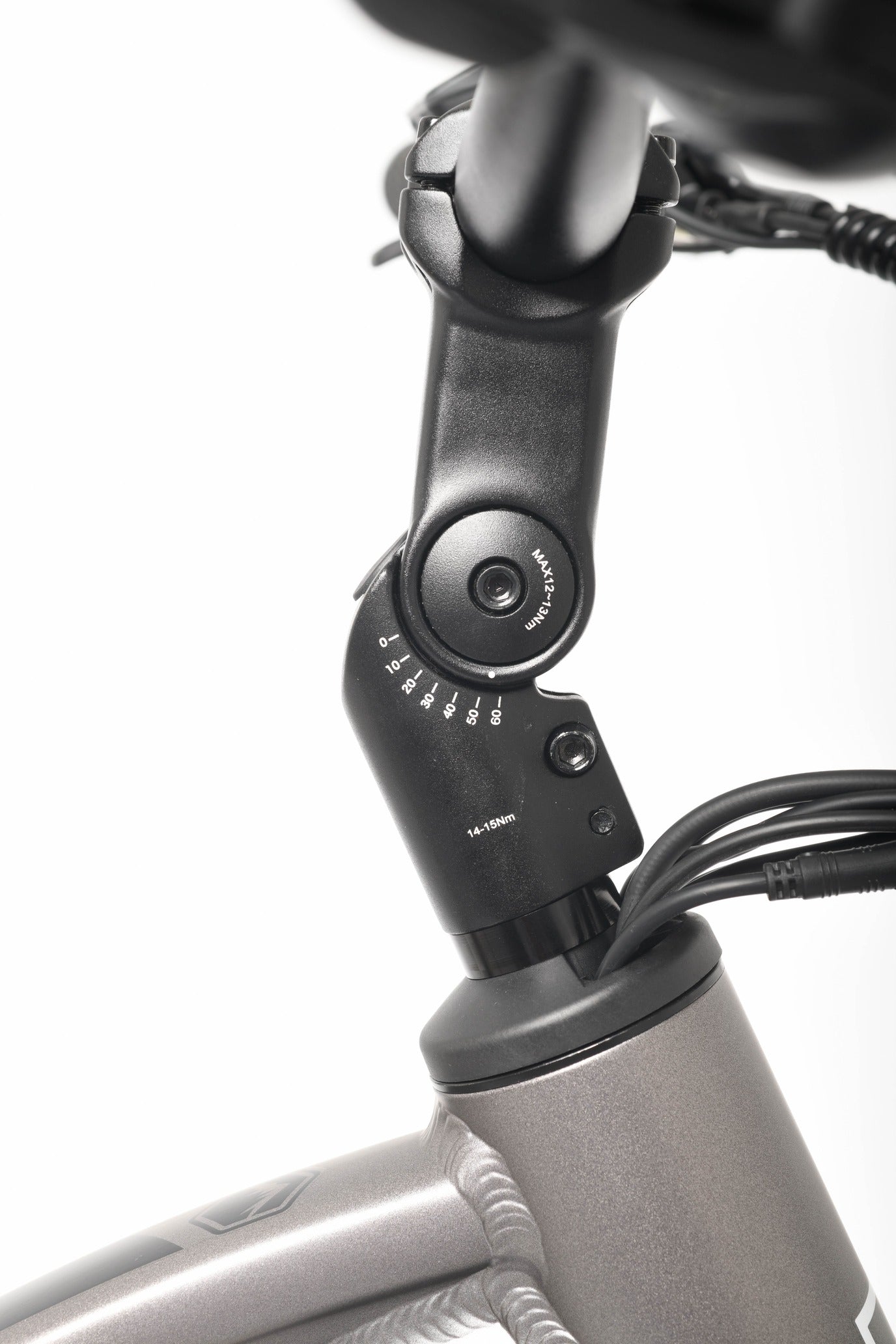Close-up of a bicycle handlebar with a camera mount on a white background