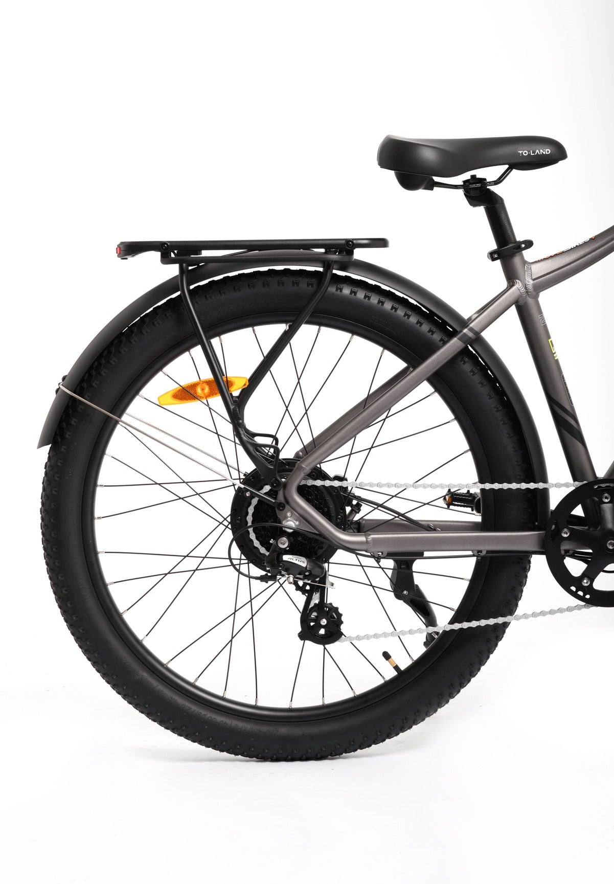 Gray bicycle on a white background