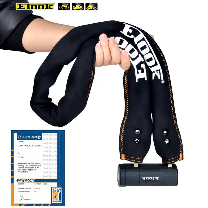 ULTRA HARDENED STEEL CHAIN BIKE COMBINATION LOCK 1.1M