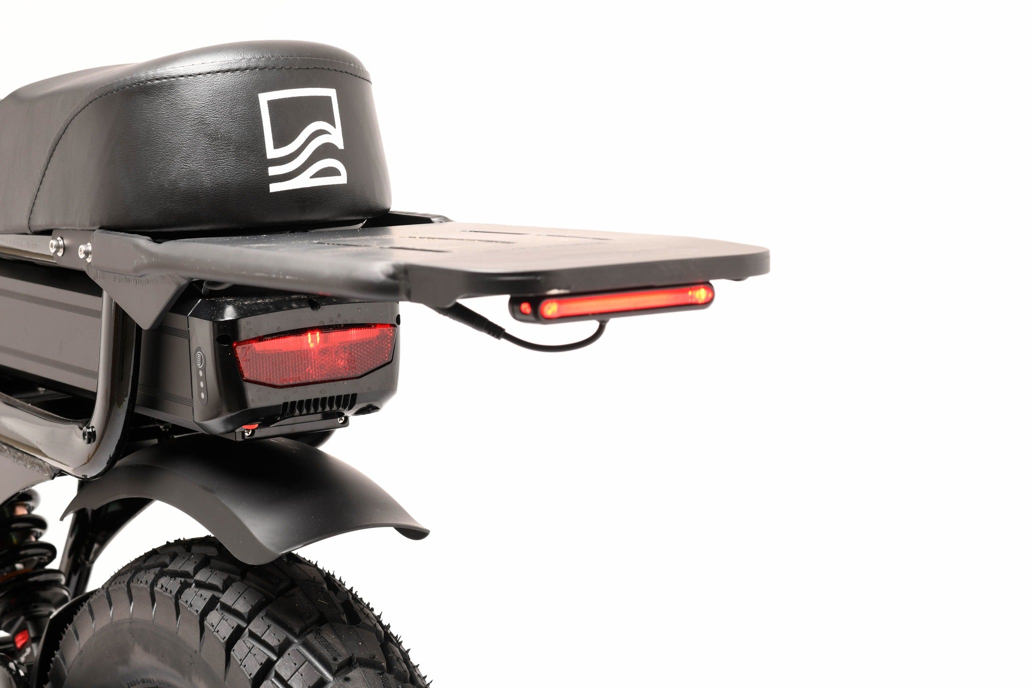 Black electric bike with visible brand logo on a white background
