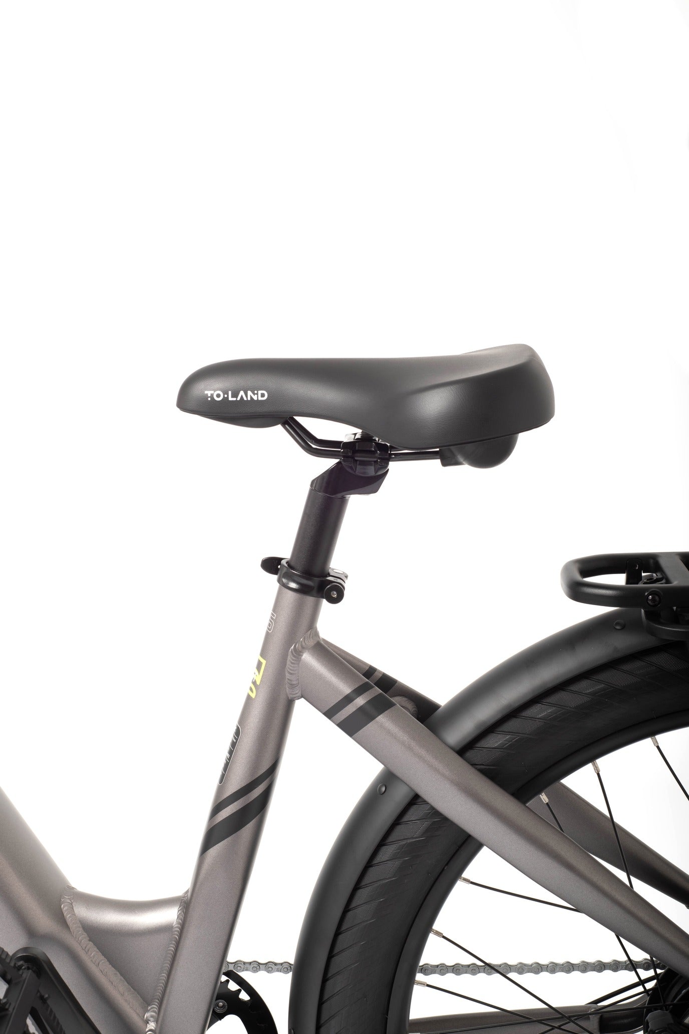 Bicycle seat and frame on a white background