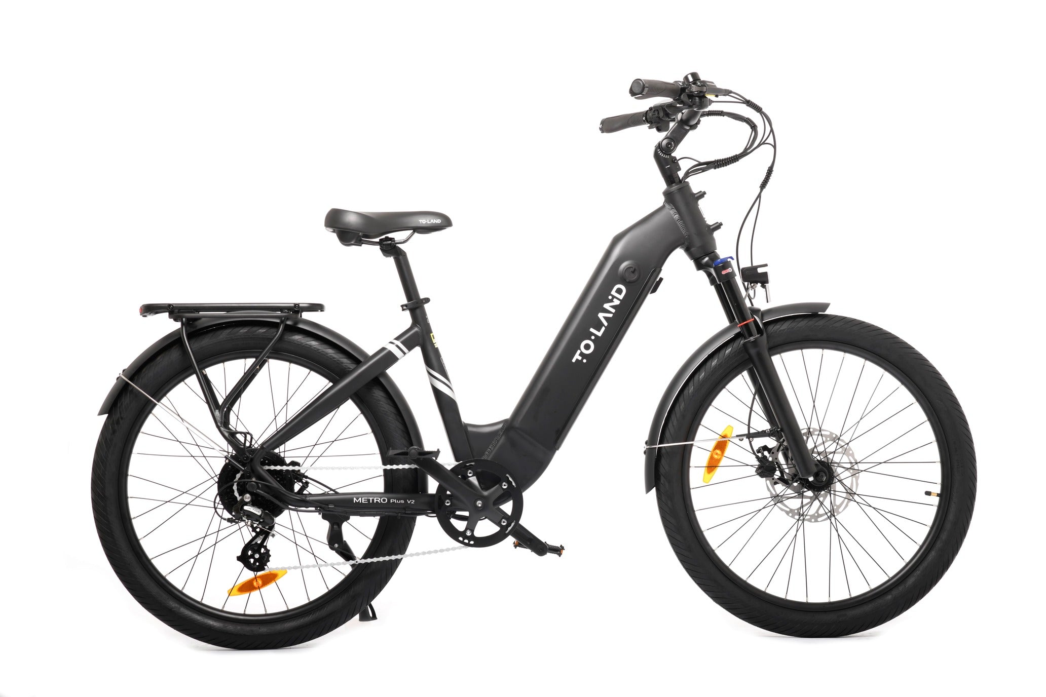 Black electric bicycle on a white background