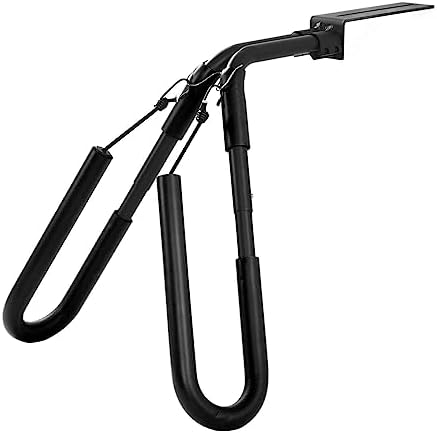 Black metal U-shaped bike rack on a white background