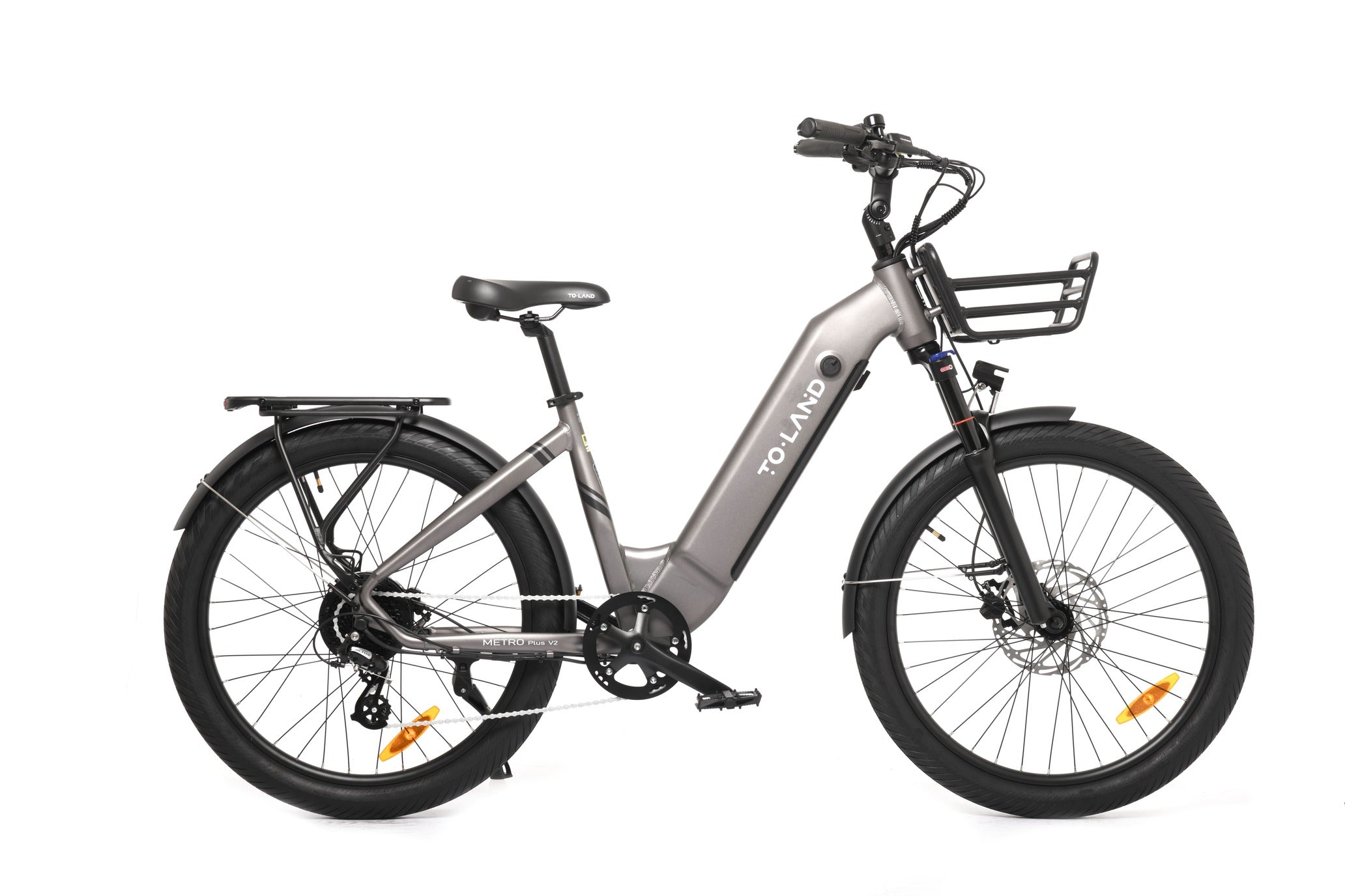 Silver electric bicycle on a white background