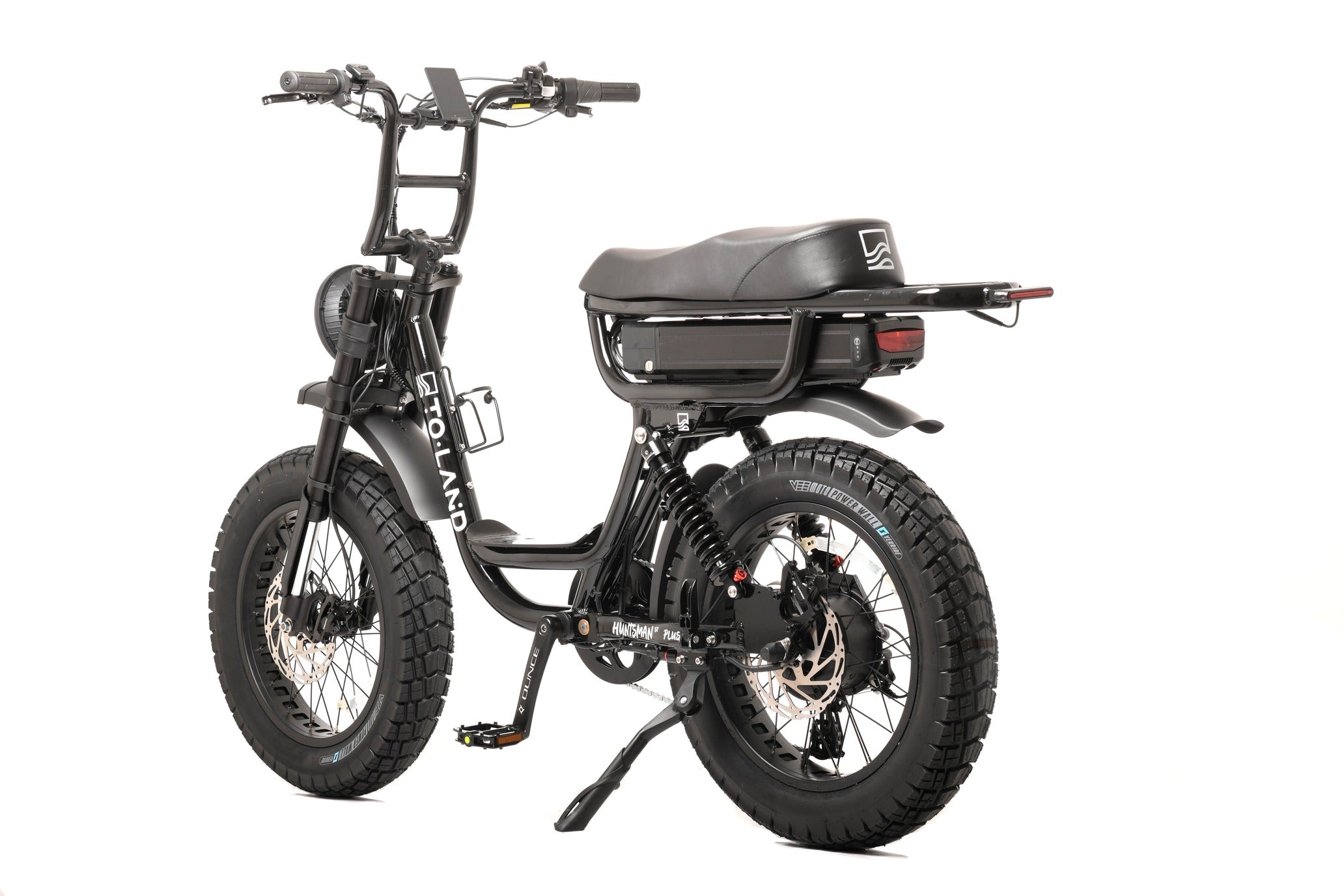 Black electric bike with a visible brand logo To Land on a white background